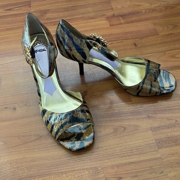 Hale Bob | Tiger Print High Heels Sandals | Size 10 - Picture 1 of 13